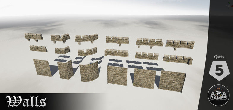 Medieval castle kit Low-poly 3D model_2