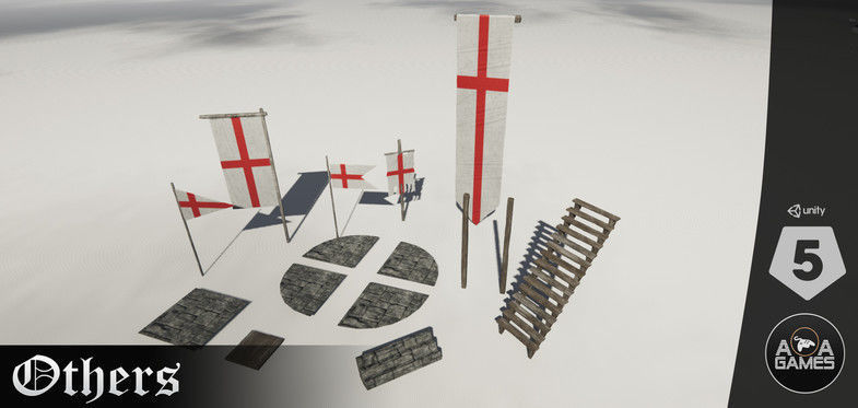 Medieval castle kit Low-poly 3D model_4