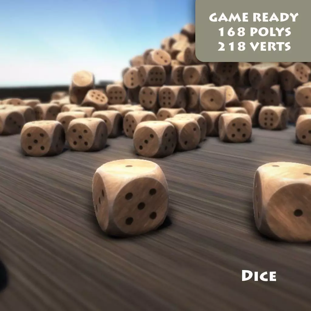 Dice Model wooden Low-poly 3D model