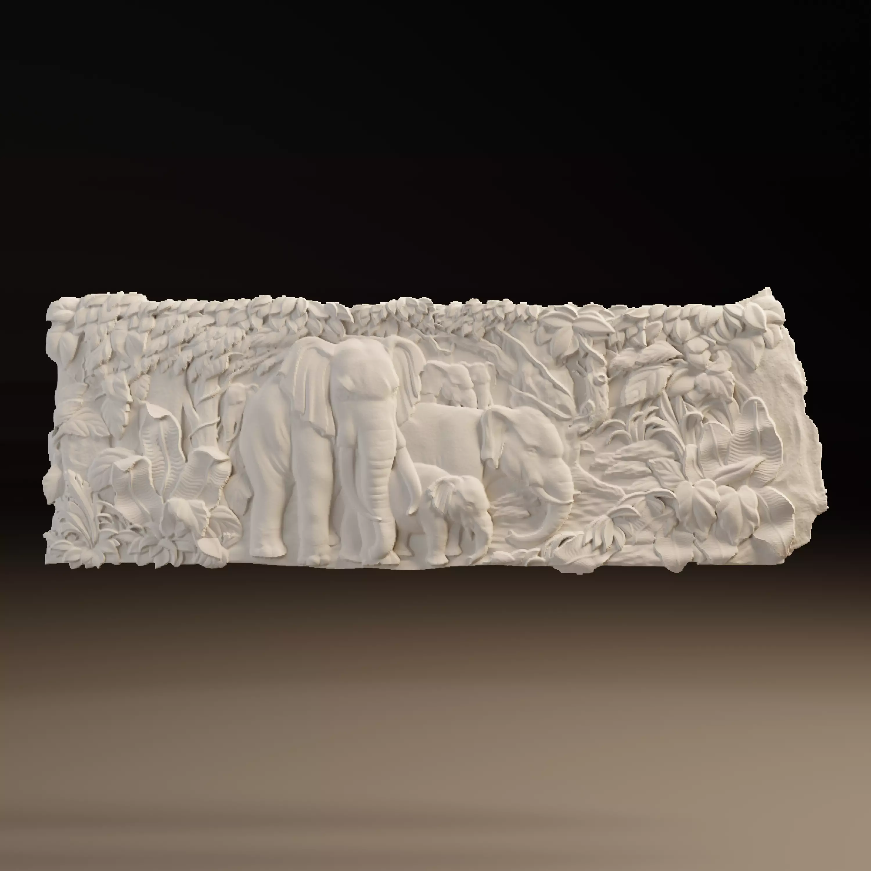 Elephant Jungle Scene CNC Relief STL 3D Model 3D print model
