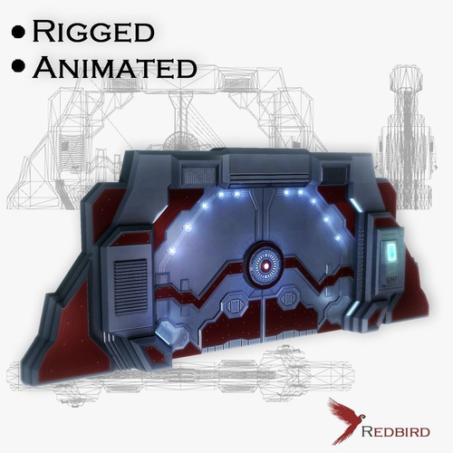 Spaceship gates low poly animated Low-poly 3D model