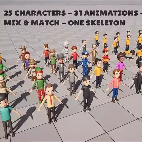 Mini Animated Character 3D model Mini Characters Pack VR / AR / low-poly rigged animated | CGTrader