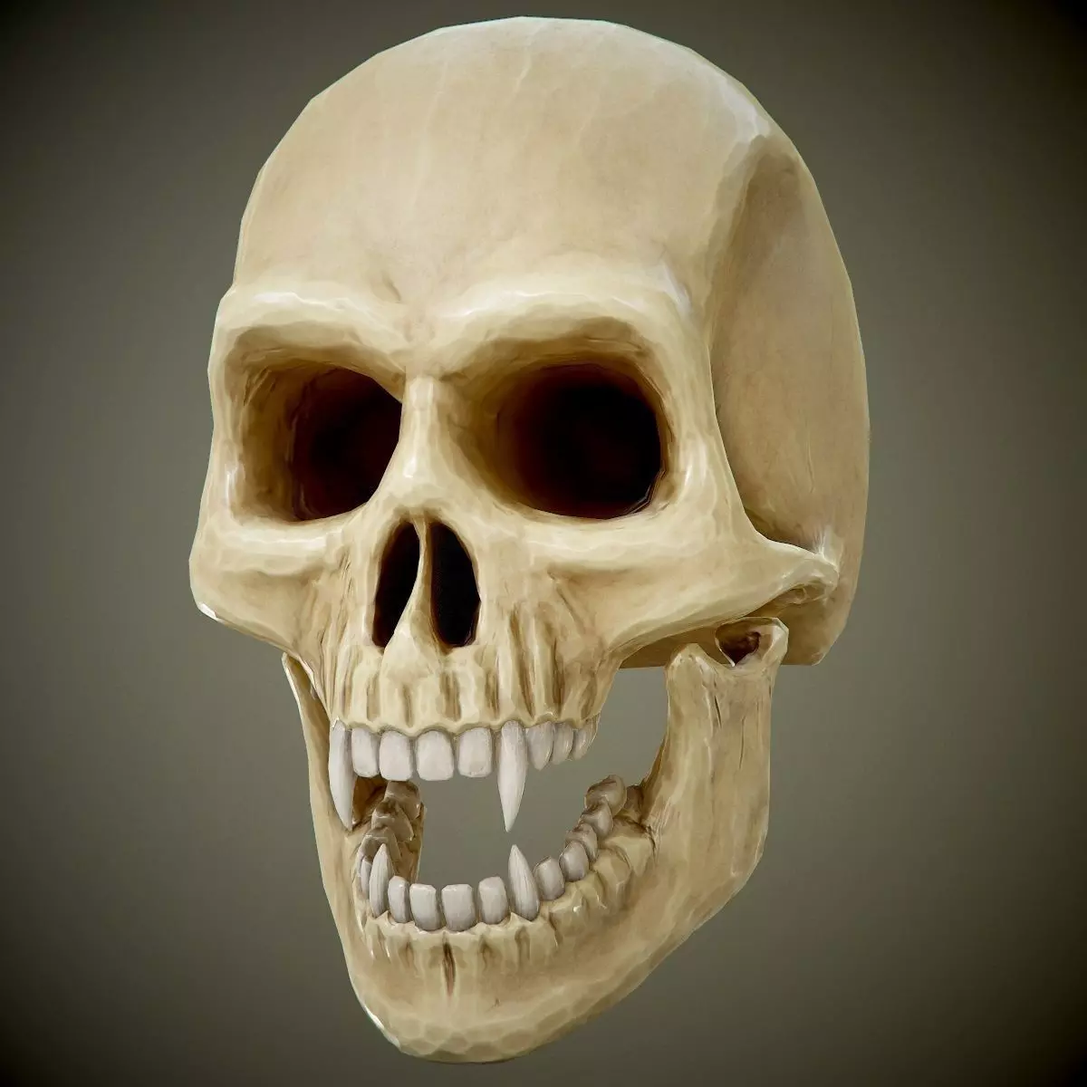 skull with fangs PBR Game-Ready Low-poly 3D model_0