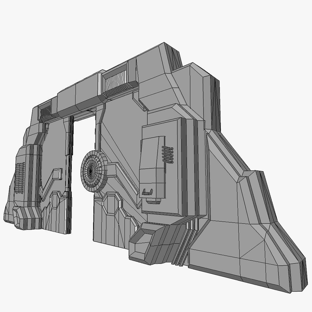 Spaceship gates low poly simple Low-poly 3D model_6