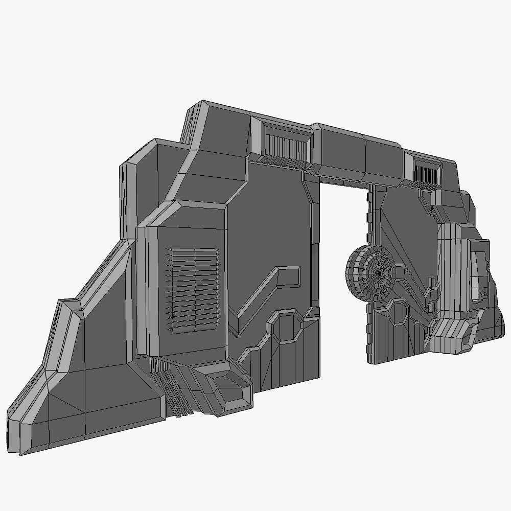 Spaceship gates low poly simple Low-poly 3D model_7