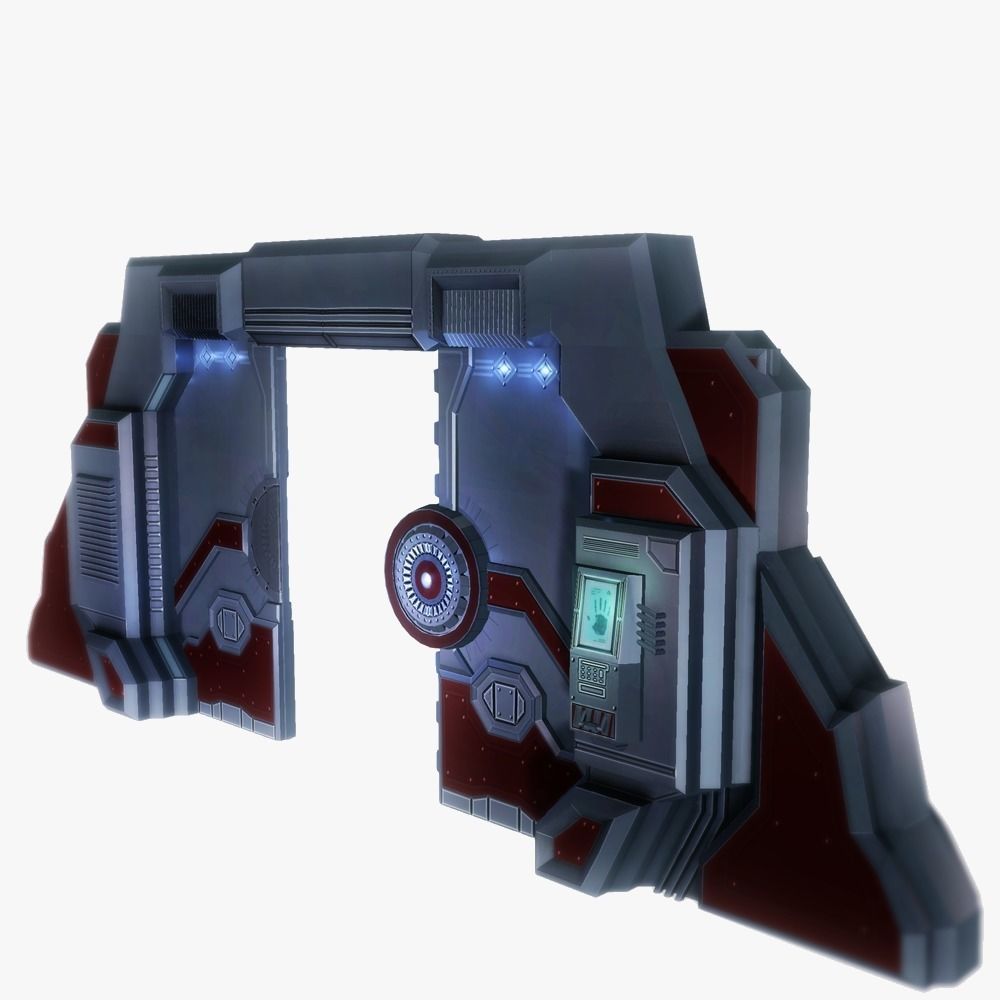 Spaceship gates low poly simple Low-poly 3D model_2