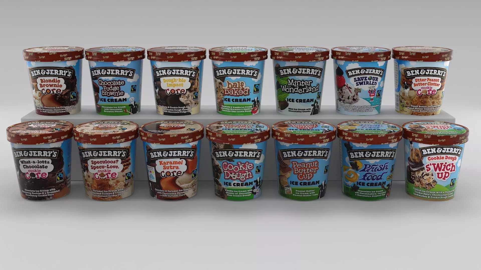 Ben and Jerry ice cream Set 3D model