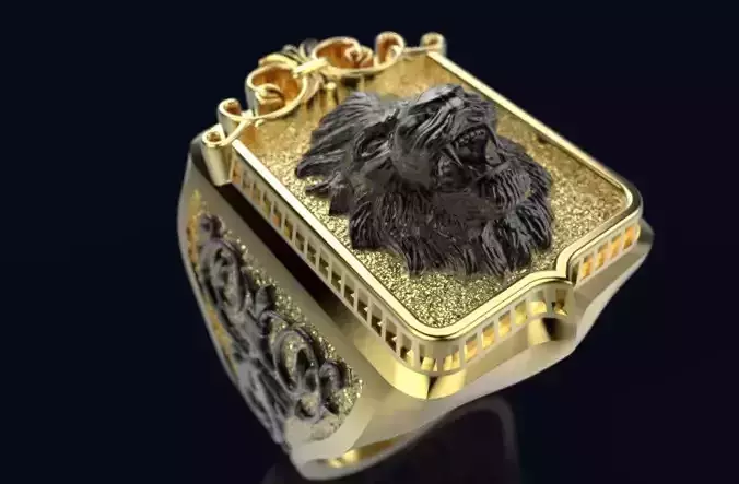  Golden Lion Signet  Ring R 214 3D print model