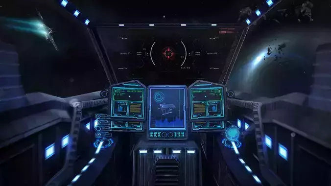 Sci-fi Lowpoly Cockpit  With 2 Skins Low-poly 3D model