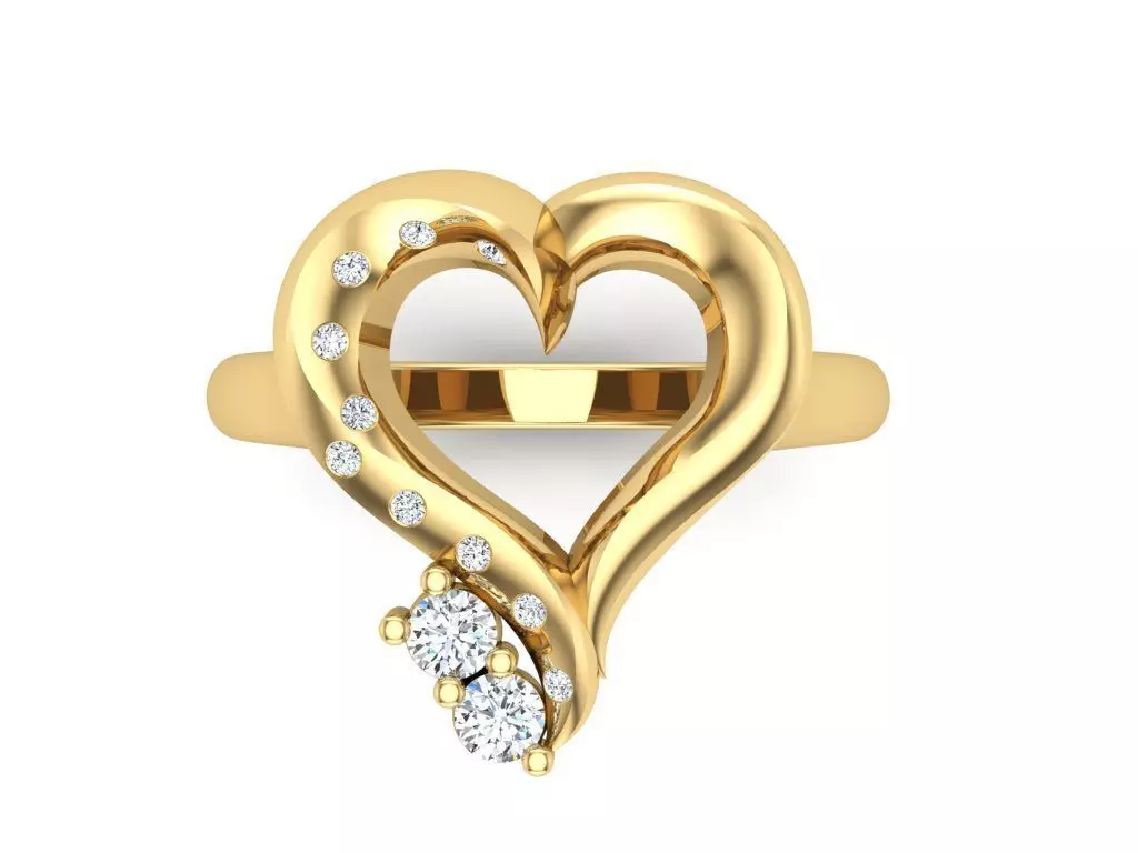 Open Heart Ring with Diamond Accents 3dm 3D print model