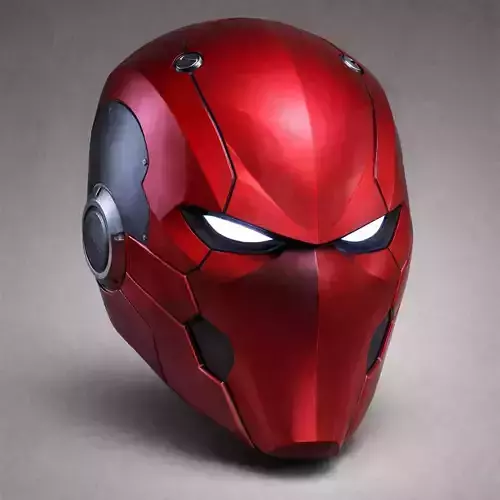 Futuristic Red Combat Helmet Mask Sci Fi Armor Headgear