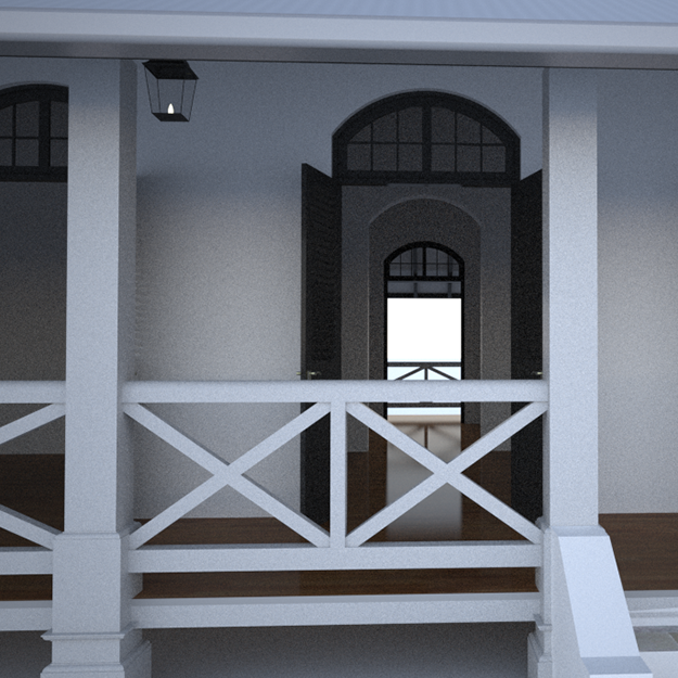Colonial building 3D model_1
