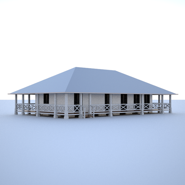 Colonial building 3D model_5