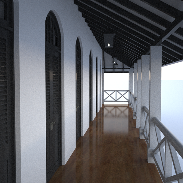 Colonial building 3D model_3