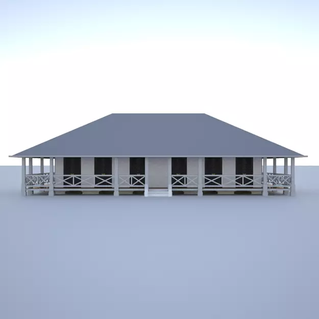Colonial building 3D model_0