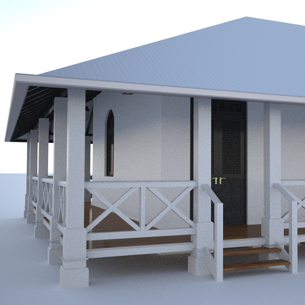 Colonial building 3D model_2