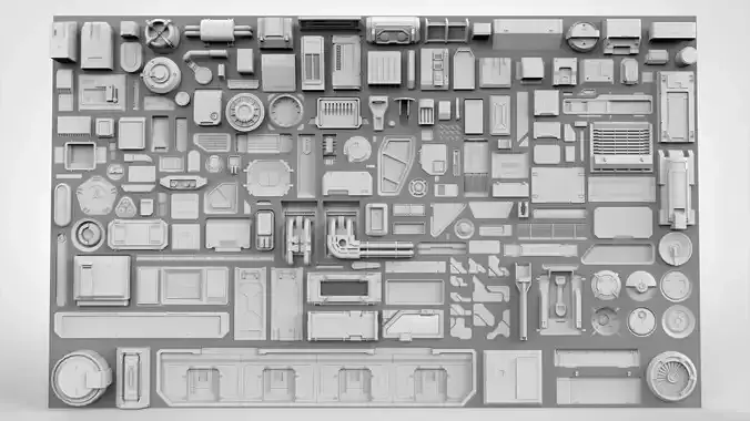 Sci fi trim sheets 4 3D model | CGTrader