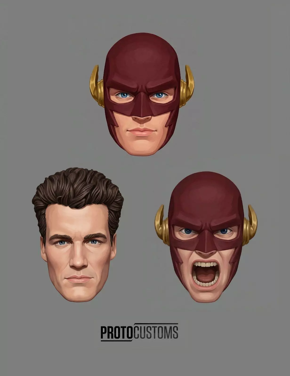DC THE FLASH 90S TV SHOW 3-PACK EXPRESSIONS 3D print model