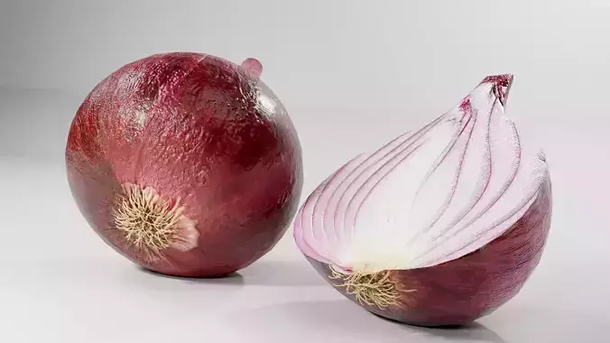 Photorealistic Red Onion 3D Model Cut Vegetable Food Asset Low-poly 3D model 6