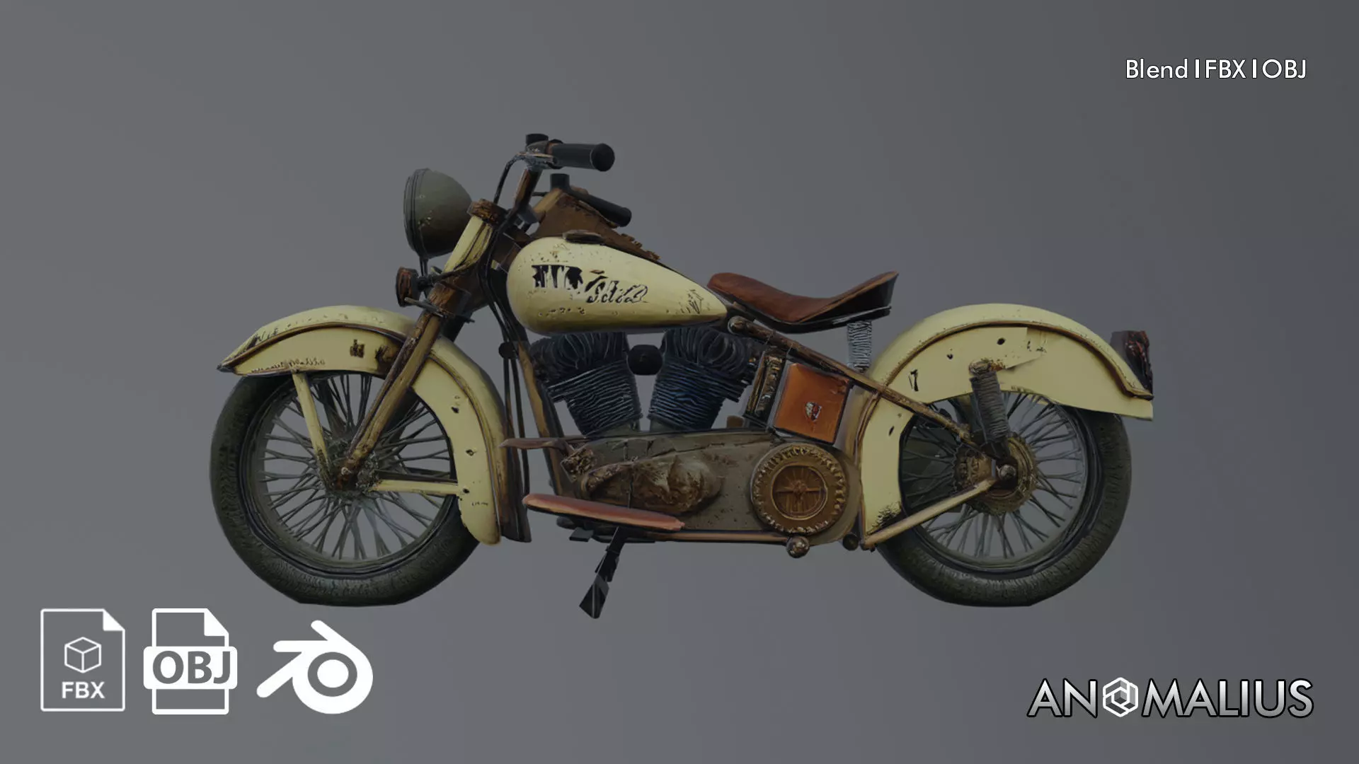 vintage abandoned motorbike 3D model