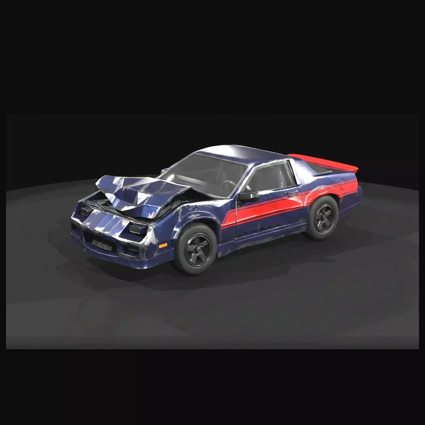 1-87 80s Wrecked Chevy Camero Print Ready STL 3D print model
