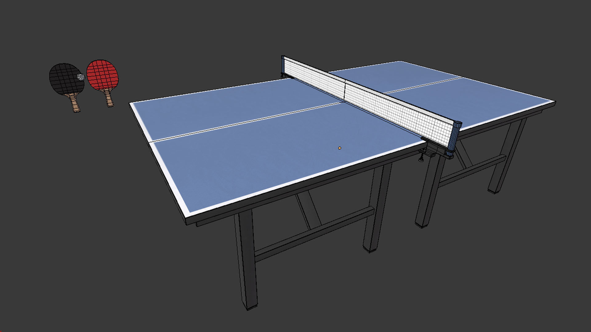 Table Tennis Set - Game Ready Low-poly 3D model_9