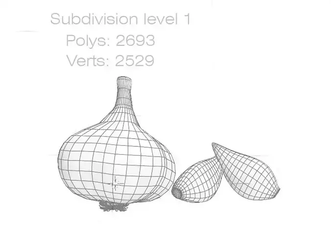 Realistic Garlic 3D Model Fresh Vegetable PBR Food Asset Pack Low-poly 3D model 7