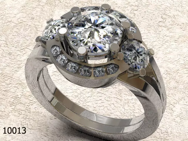 Ring diamond engagement with three stones Free 3D print model