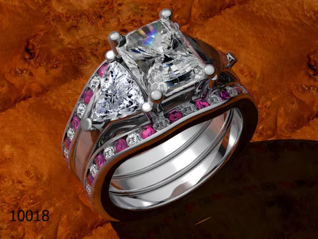 Ring diamond engagement with ruby stones Free 3D print model