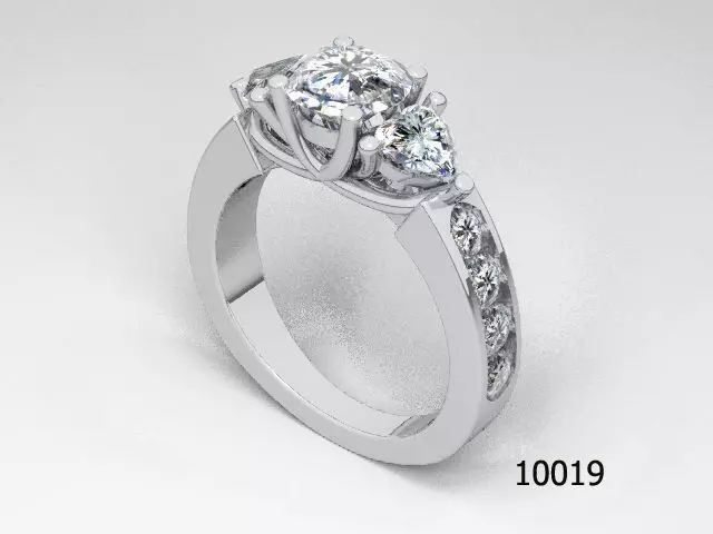 Ring three stone diamond engagement Free 3D print model