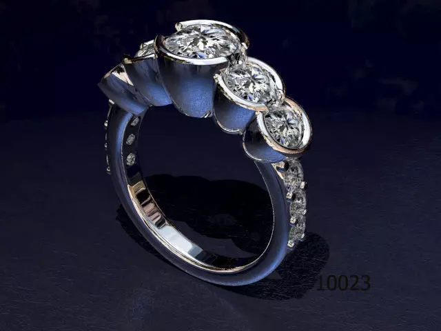 Ring diamond engagement with three stones Free 3D print model