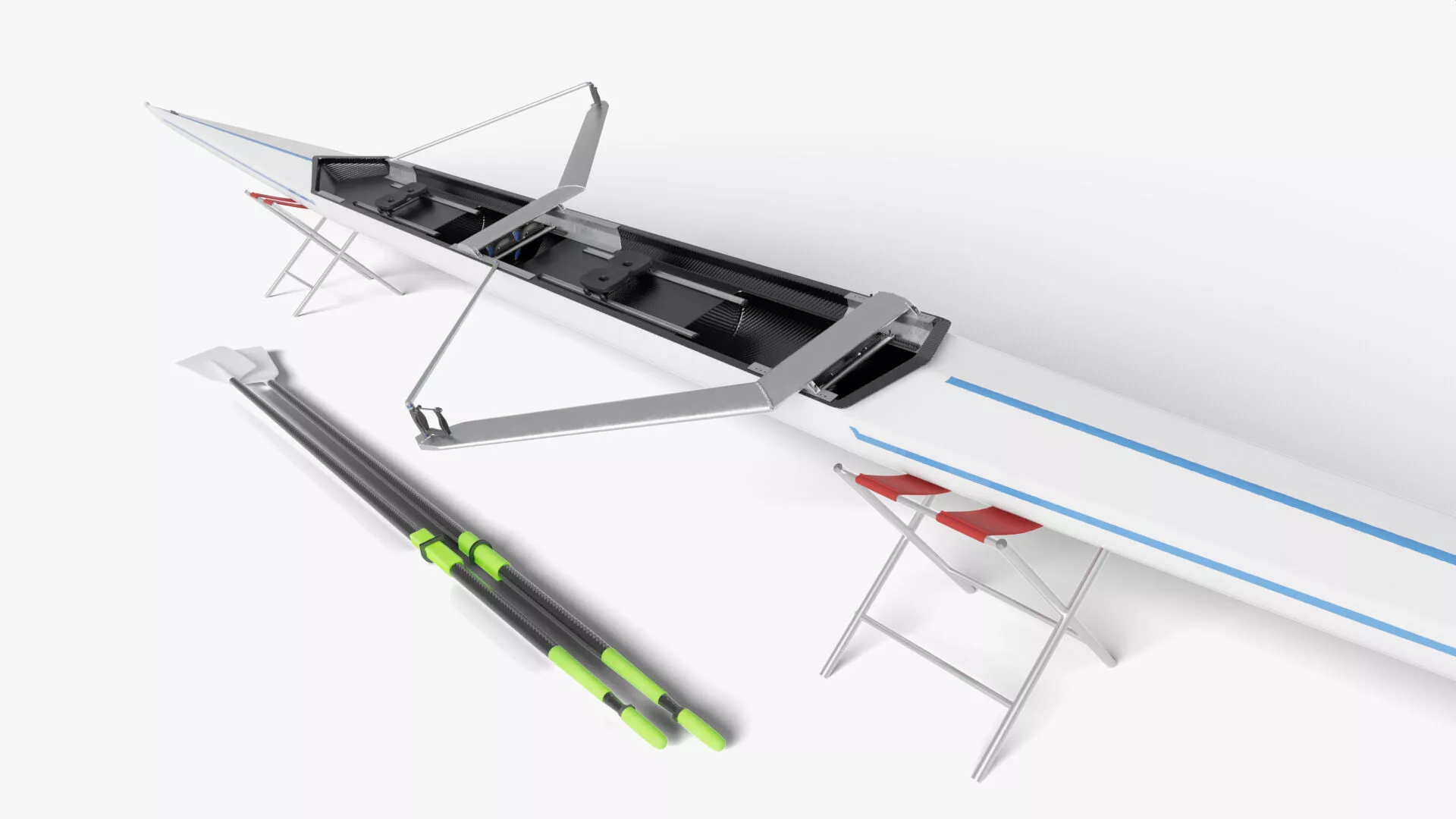 Rowing Boat Coxless Pair Rigged 3D model