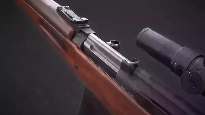 PBR Soviet SVT-40 Semi-Automatic rifle Low-poly 3D model
