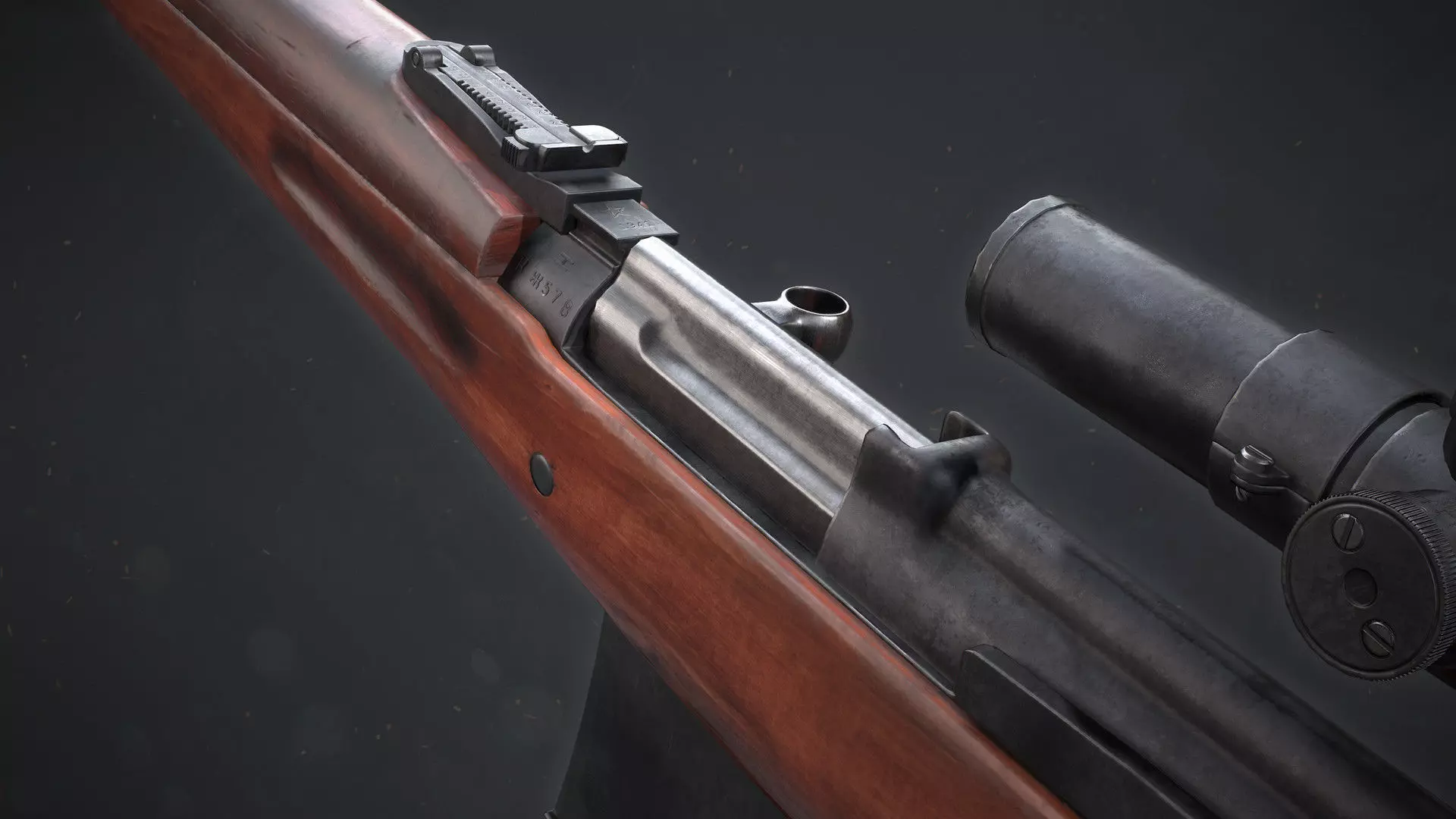 PBR Soviet SVT-40 Semi-Automatic rifle Low-poly 3D model_0