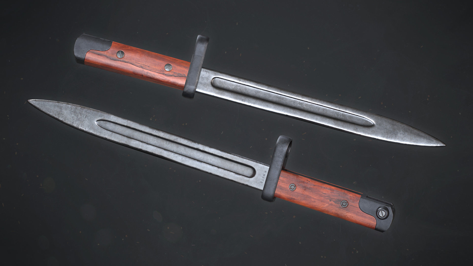 PBR Soviet SVT-40 Semi-Automatic rifle Low-poly 3D model_7