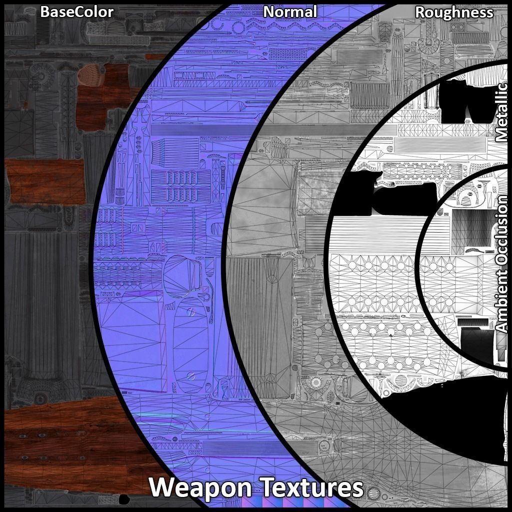 PBR Soviet SVT-40 Semi-Automatic rifle Low-poly 3D model_17