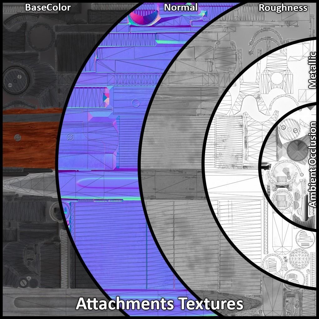 PBR Soviet SVT-40 Semi-Automatic rifle Low-poly 3D model_18