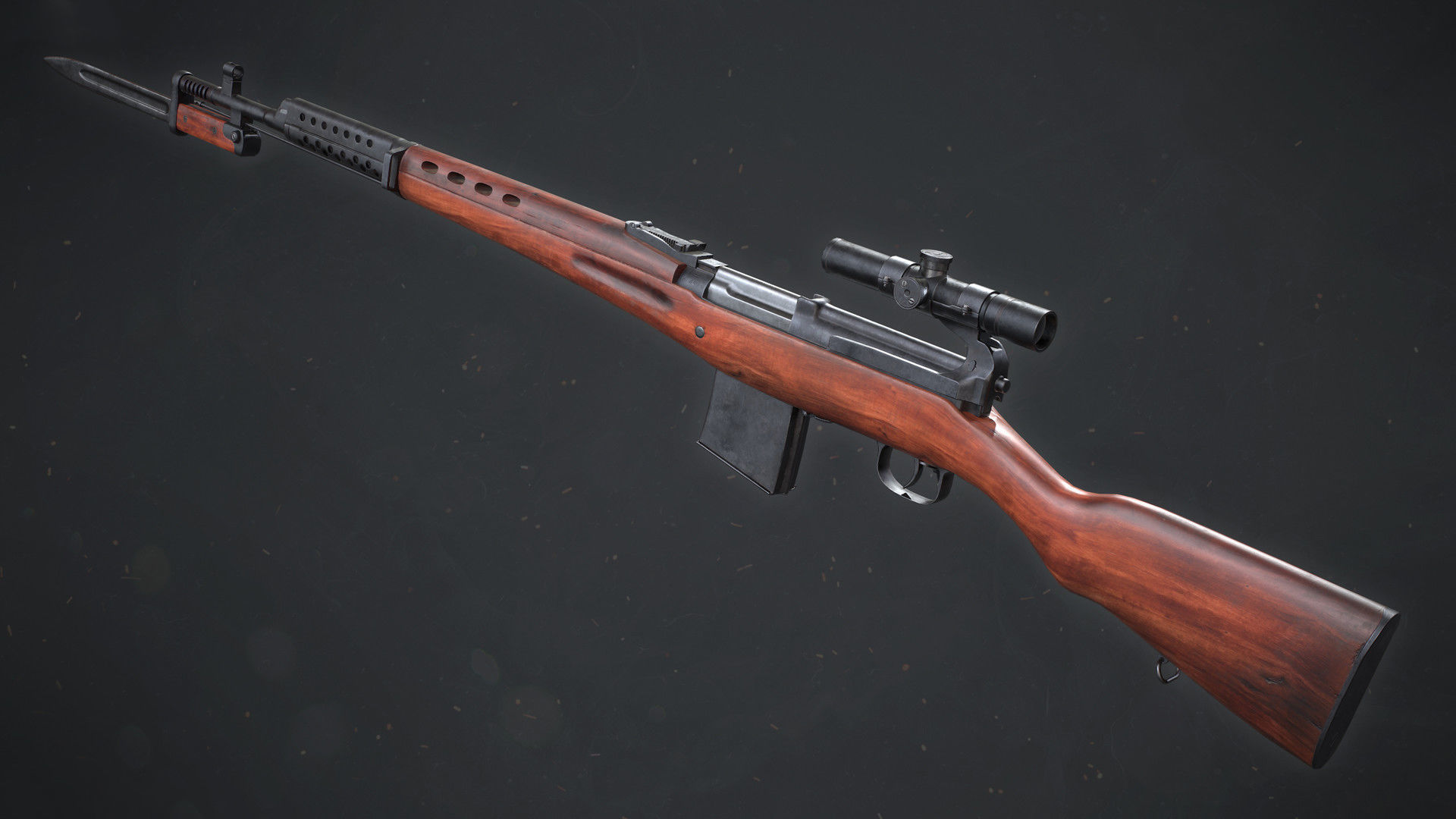 PBR Soviet SVT-40 Semi-Automatic rifle Low-poly 3D model_2