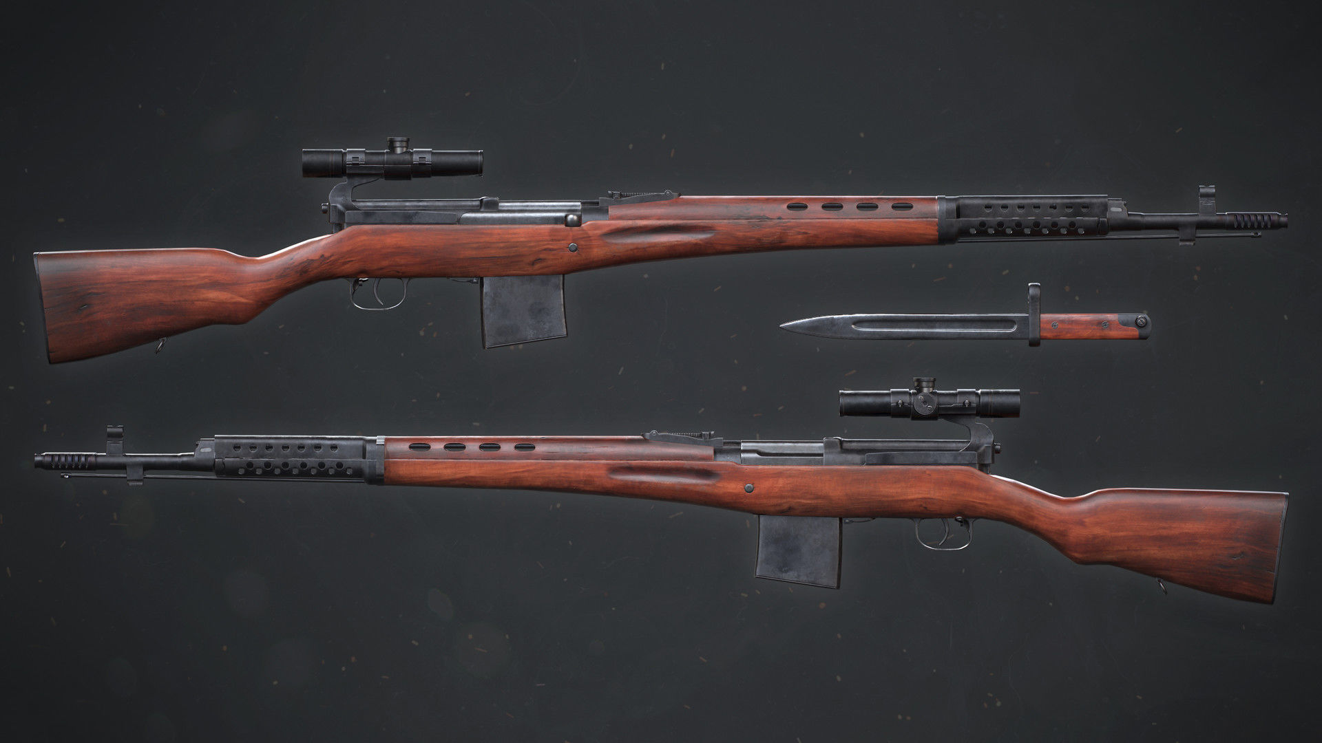 PBR Soviet SVT-40 Semi-Automatic rifle Low-poly 3D model_3