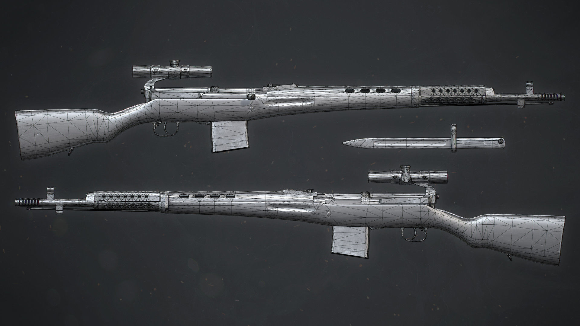 PBR Soviet SVT-40 Semi-Automatic rifle Low-poly 3D model_12