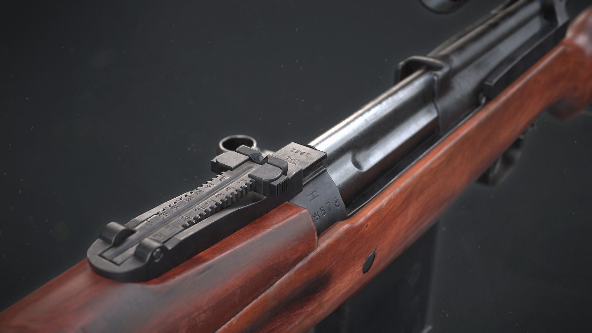 PBR Soviet SVT-40 Semi-Automatic rifle Low-poly 3D model_1