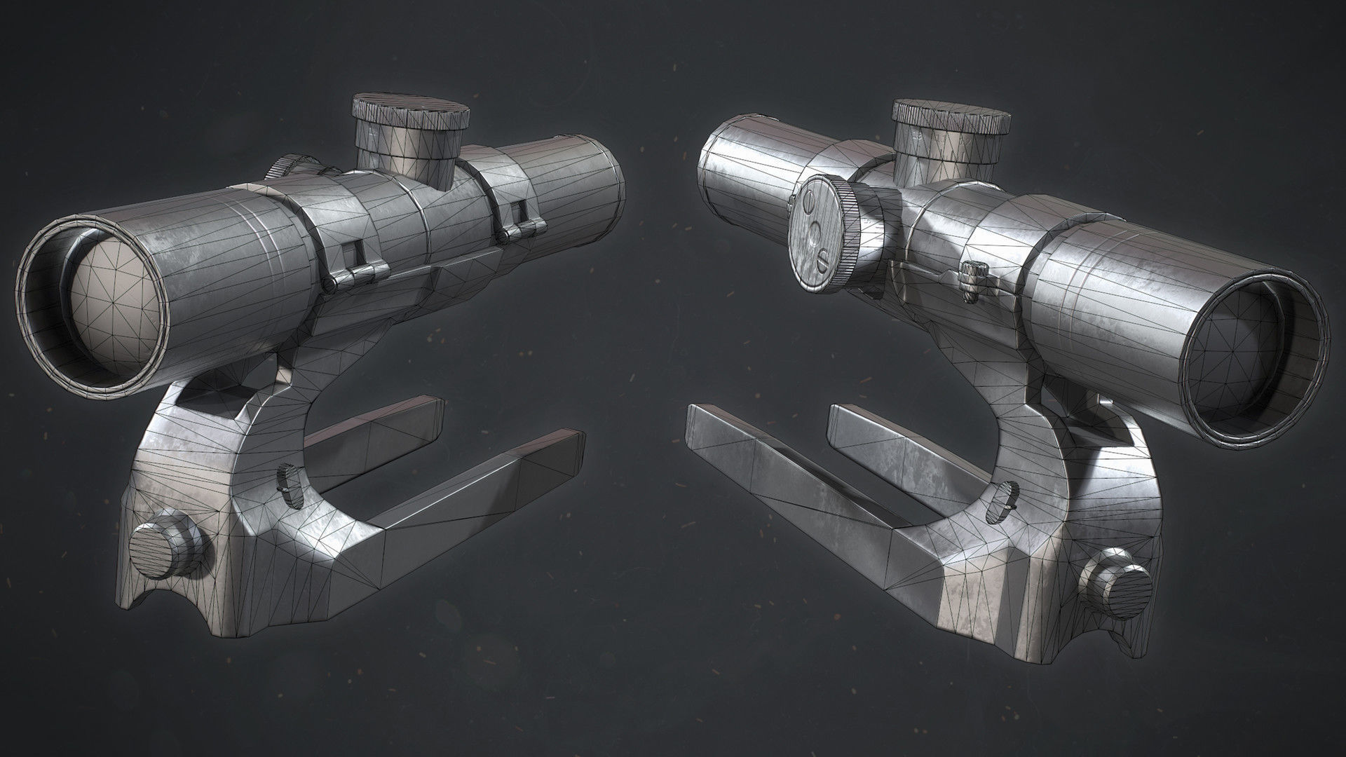 PBR Soviet SVT-40 Semi-Automatic rifle Low-poly 3D model_16