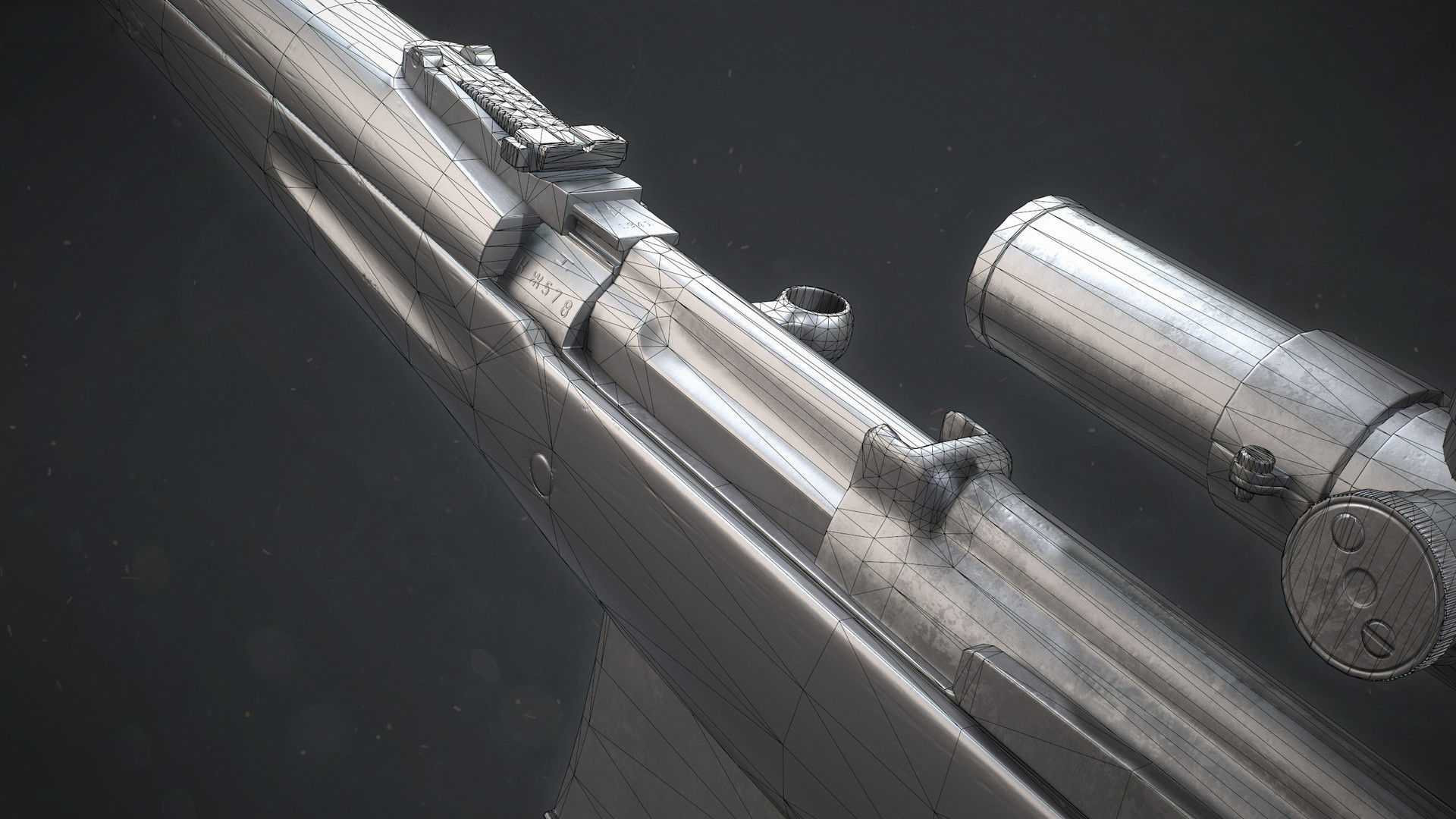 PBR Soviet SVT-40 Semi-Automatic rifle Low-poly 3D model_13