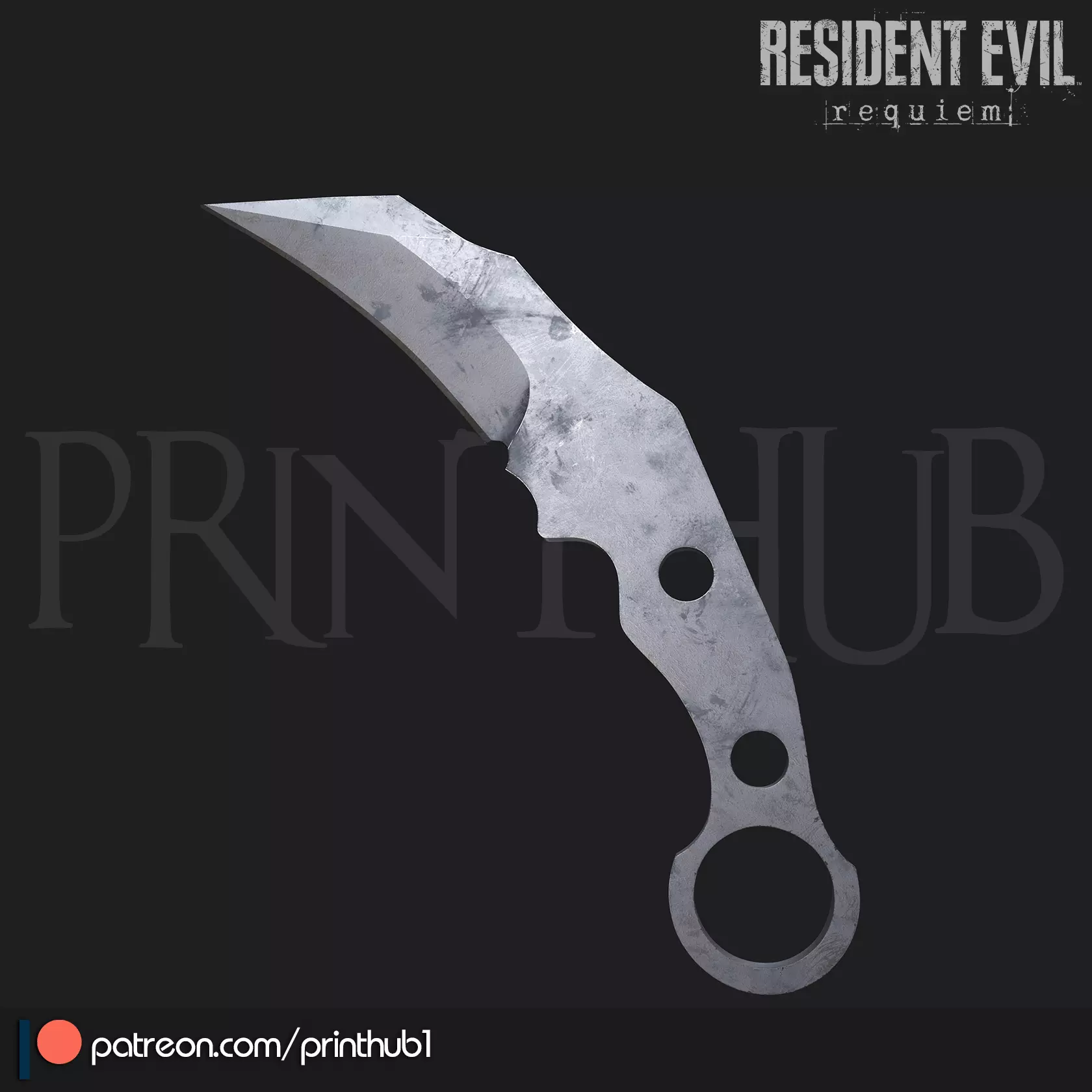 Residual Evil RE9 Karambit Knife 3d print Cosplay STL File Free 3D print model