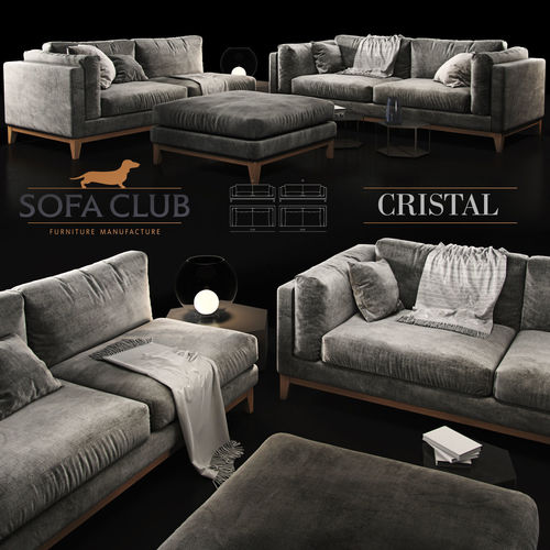 Sofa Realistic couch with pillows and coffee table 3D model
