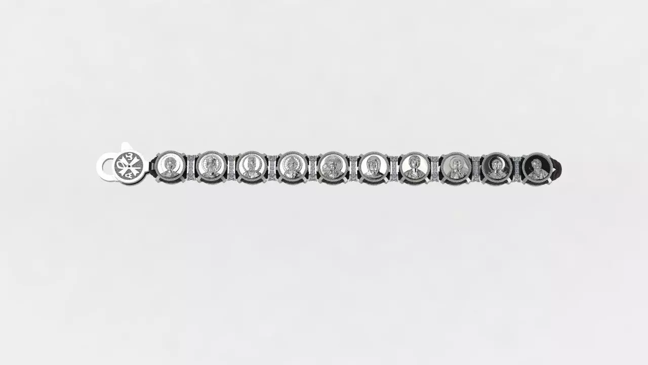 Complex bracelet model with saints and diamonds 3D print model