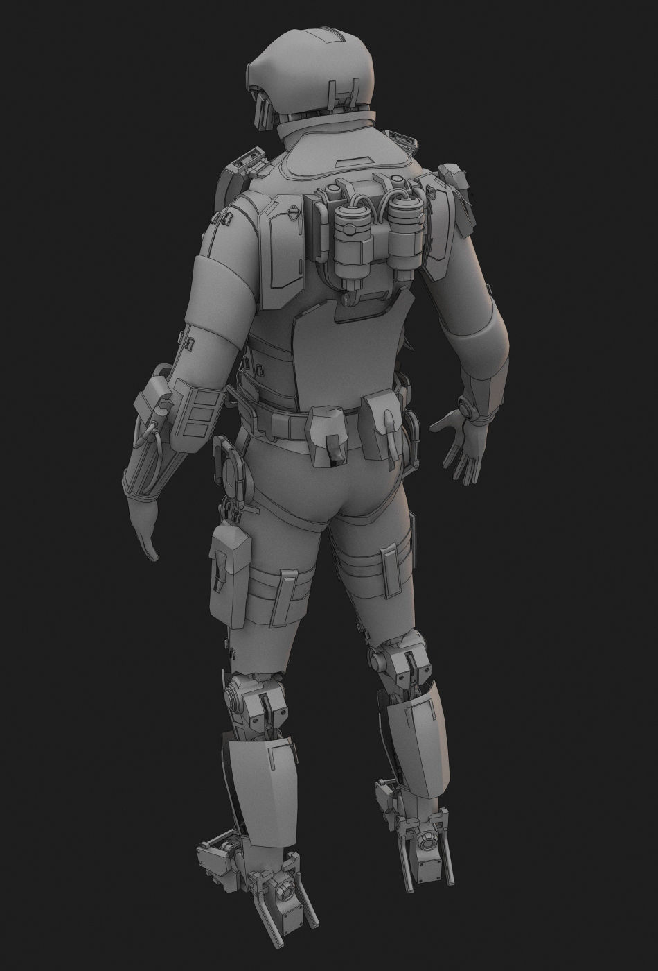 S-Soldier futuristic suit for sci fi video game 3D model_12