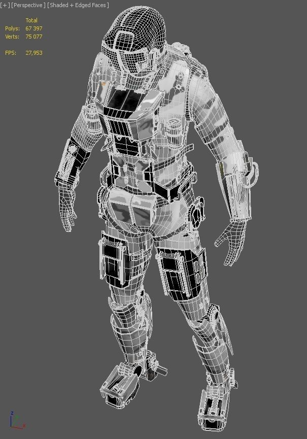 S-Soldier futuristic suit for sci fi video game 3D model_10