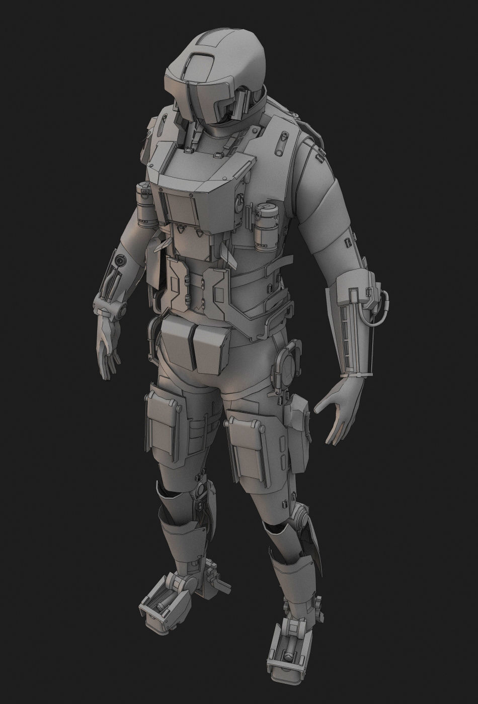 S-Soldier futuristic suit for sci fi video game 3D model_11