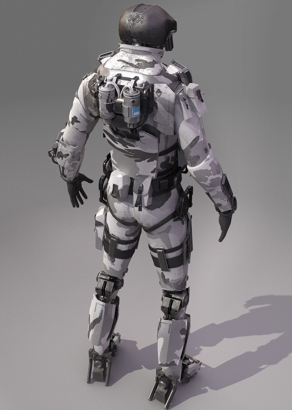 S-Soldier futuristic suit for sci fi video game 3D model_4